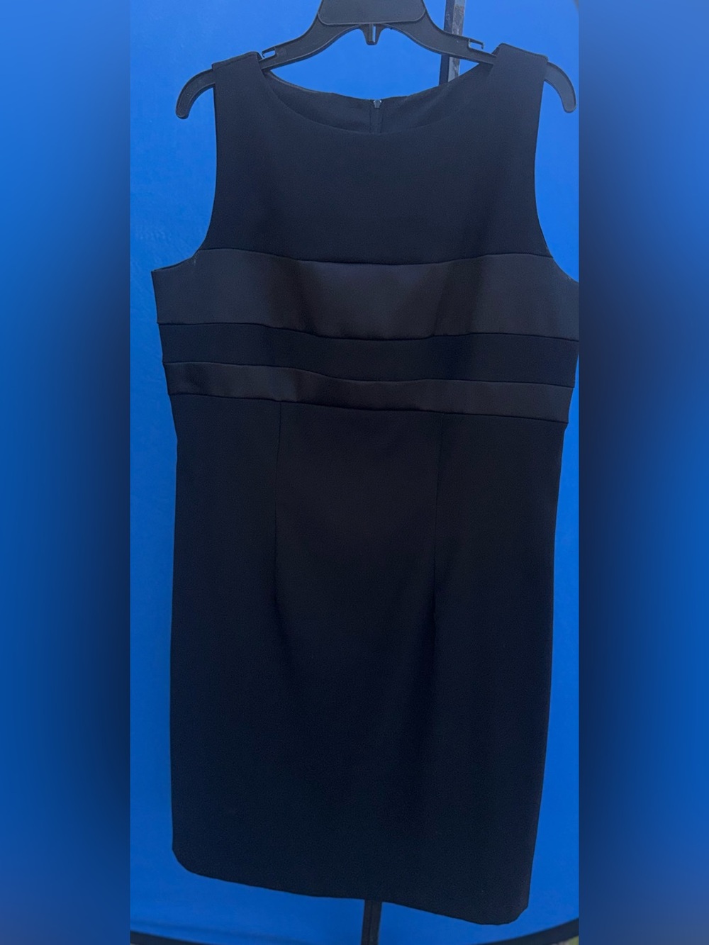 I.N. STUDIO San Francisco Black Sleeveless Sheath Dress Satin Band Size 16